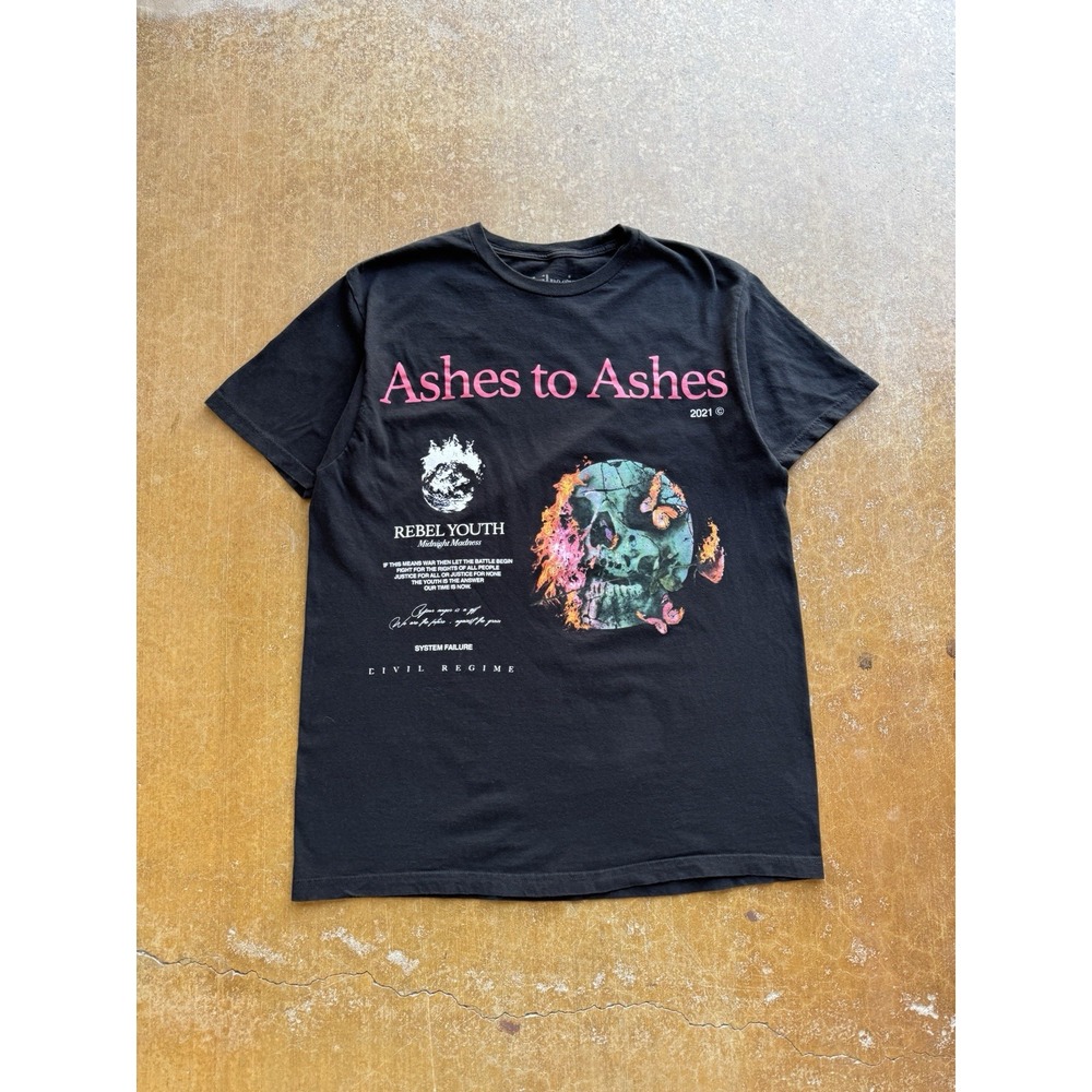 Civil Regime Ashes to Ashes Graphic Rebel Youth Streetwear T-Shirt Black L
